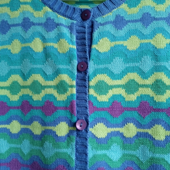 Talbots Funky Knitted Button-up Sweater - Picture 3 of 6